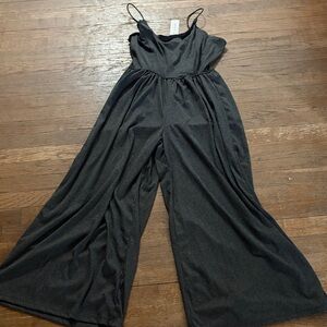 Wide-Leg Black Spaghetti-Strap Jumpsuit